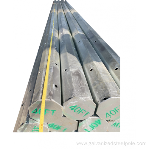 Octagonal galvanized longitudinal welded steel pole